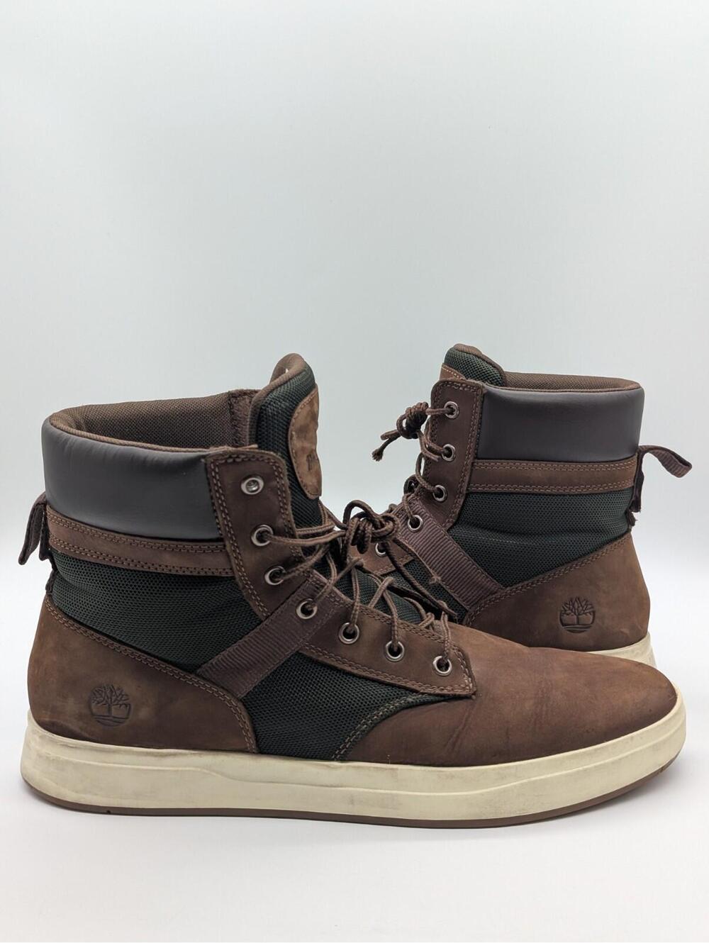 Mens Size 11.5 - Timberland Davis Square Leather Boots Brown Nubuck Green A2BAX
